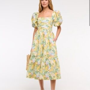 Abercrombie Emerson Poplin Puff Midi Dress